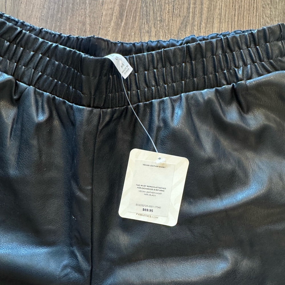 Fabletics NWTs Vegan Leather High Waisted Shorts Black - Picture 6 of 7